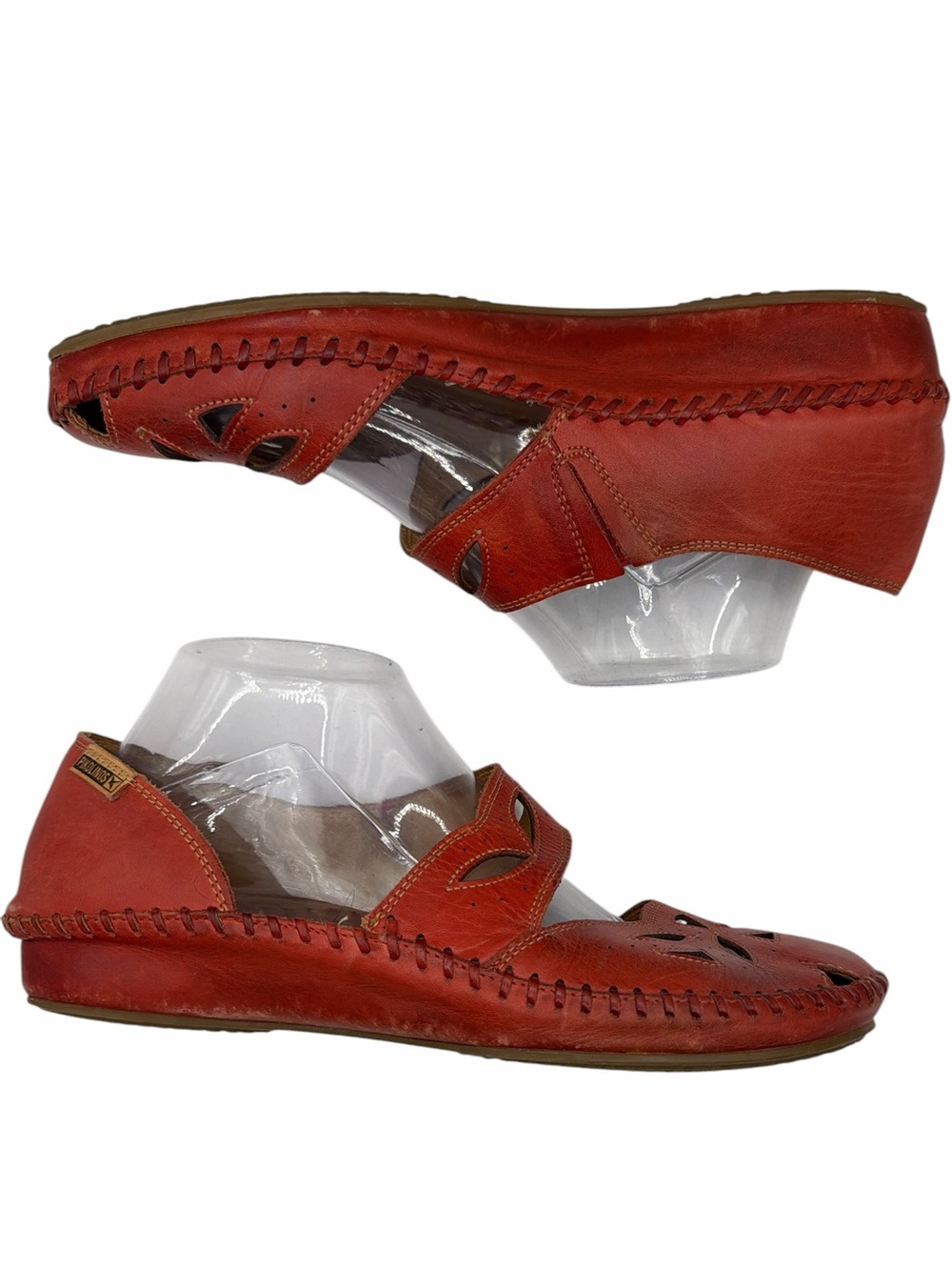 PIKOLINOS Red Leather Cutout Slip-On Flats - Size 40 - Picture 4 of 7